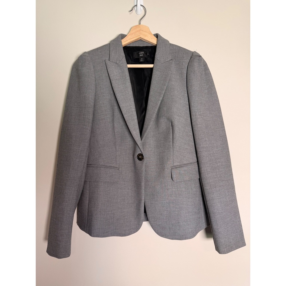 J.Crew 365 Womens Gray Single Button Blazer Jacket Size 6 Professional Office - Picture 2 of 13